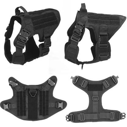 Tactical Control Dog Harness – Heavy-Duty Service Vest with Breathable Padded Handle and MOLLE Loop Panels