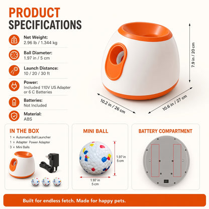 Interactive Automatic Dog Ball Launcher – Electric Fetch Machine with Multi-Distance Launch Settings for Indoor and Outdoor Play