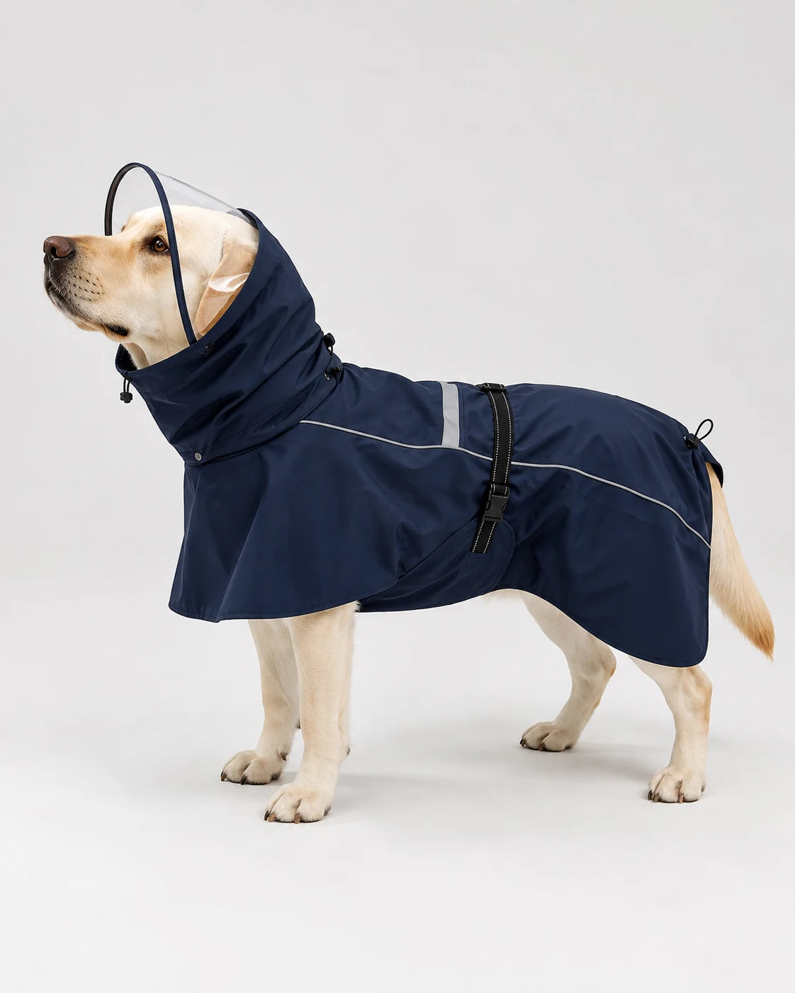 Waterproof Reflective Dog Raincoat – Clear Visor Hooded Pet Rain Jacket with Adjustable Belly Strap for Rainy Day Outdoor Walking