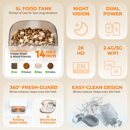 Smart Camera Pet Feeder – WiFi-Enabled Automatic Food Dispenser with Live Video Monitoring and Timed Meals