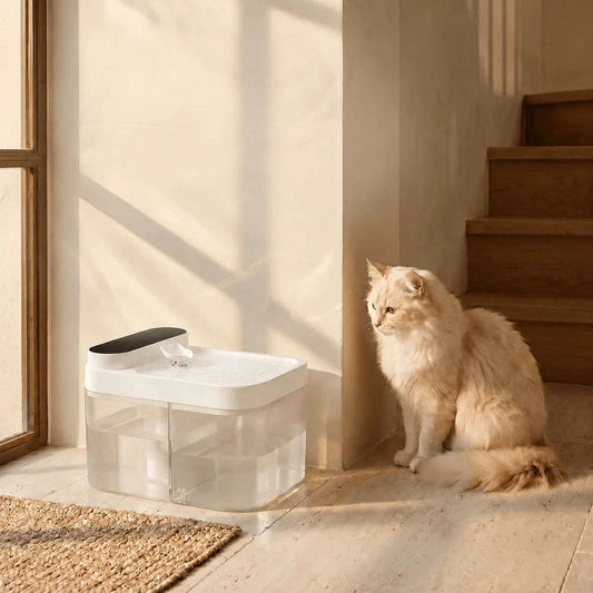Tepaw Clear Filterless Cat Water Fountain – Electric Pet Water Dispenser with Transparent Dual-Tank Zapawzy