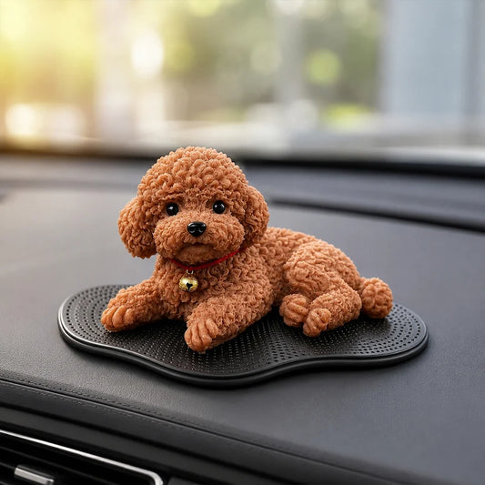 Cute Resting Puppy Car Ornament – Decorative Auto Dashboard Companion Figurine for Dog Lovers