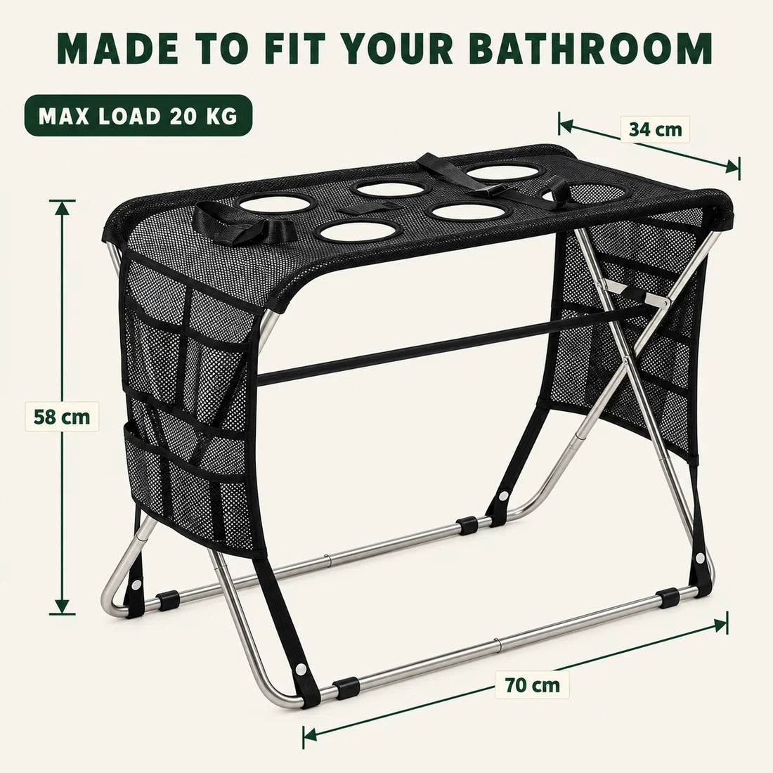 Folding Dog Grooming Hammock Stand – Restraint Station with Pockets for Pet Nail Trimming and Bathing