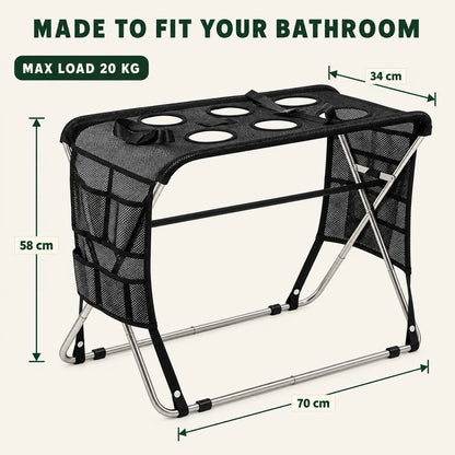 Folding Dog Grooming Hammock Stand – Restraint Station with Pockets for Pet Nail Trimming and Bathing
