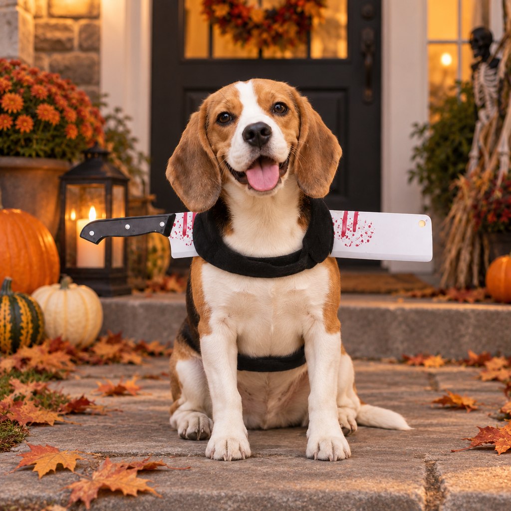 Spooky Prop Dog Costume Harness – Funny Horror Illusion Outfit for Halloween Party Trick-or-Treat Dress-Up