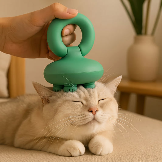Soothing Handheld Pet Massager – Calming Electric Head and Body Scrubber Tool for Dogs and Cats