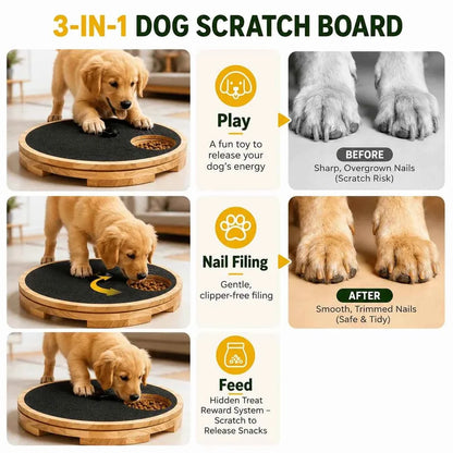 Interactive Treat Dog Scratchpad – Rotating Round Nail File Board with Reward Dispenser for Stress-Free Grooming