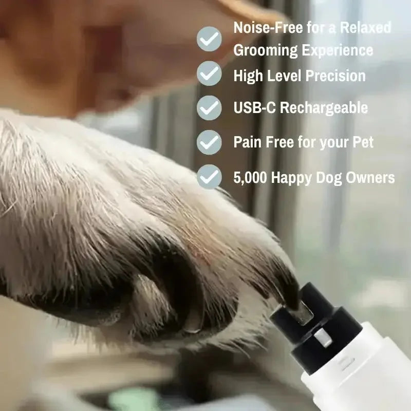 Quiet Electric Pet Nail Grinder – Rechargeable Pain-Free LED Dog Claw Grooming Trimmer