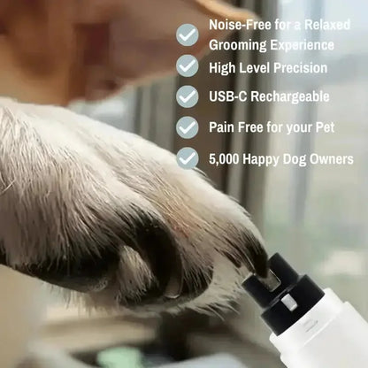 Quiet Electric Pet Nail Grinder – Rechargeable Pain-Free LED Dog Claw Grooming Trimmer
