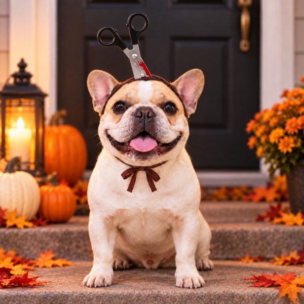 Funny Halloween Pet Headband – Novelty Illusion Costume Prop With Tie Straps for Dogs and Cats