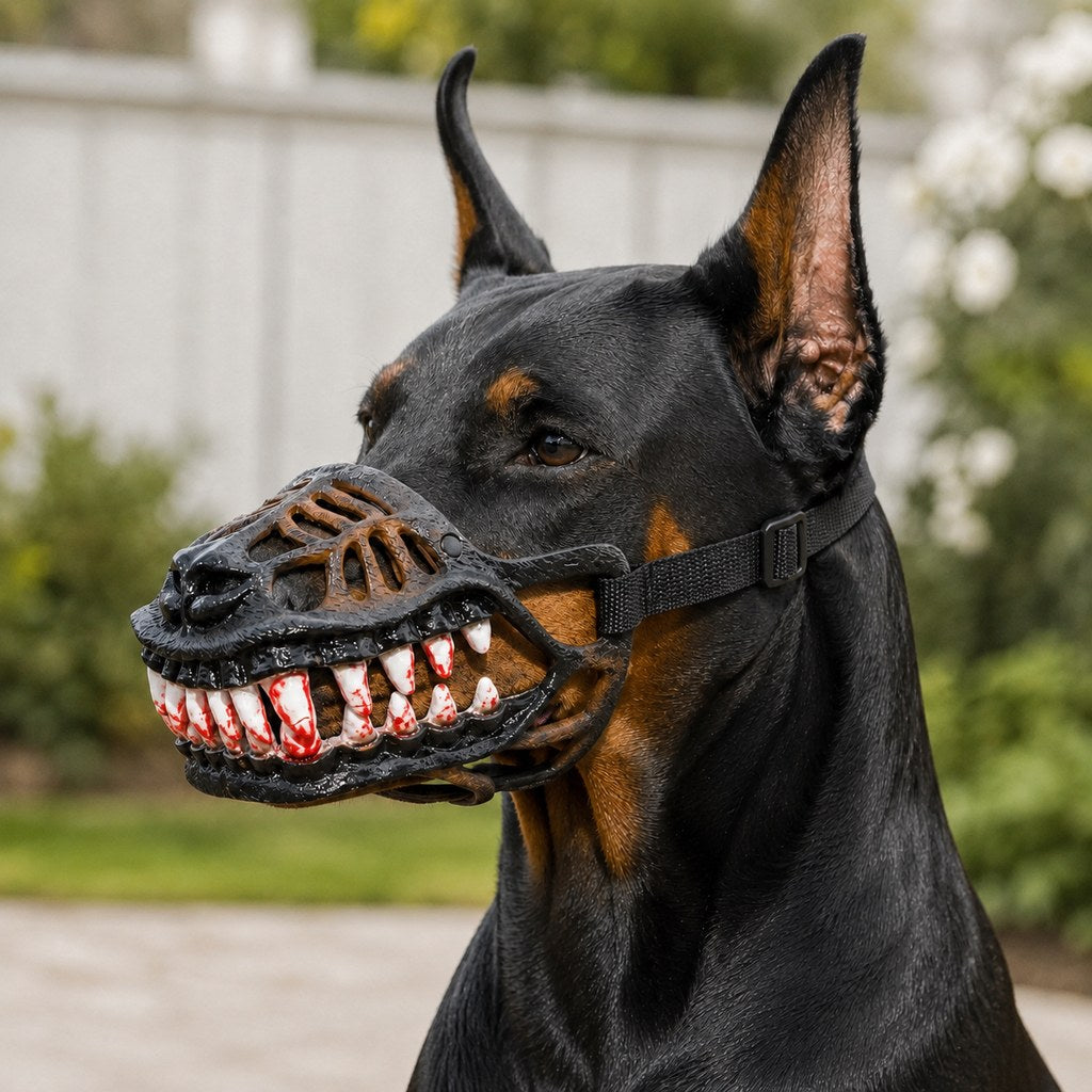 Scary Teeth Dog Muzzle – Realistic Horror Cosplay Halloween Mask with Breathable Anti-Bite Basket Design