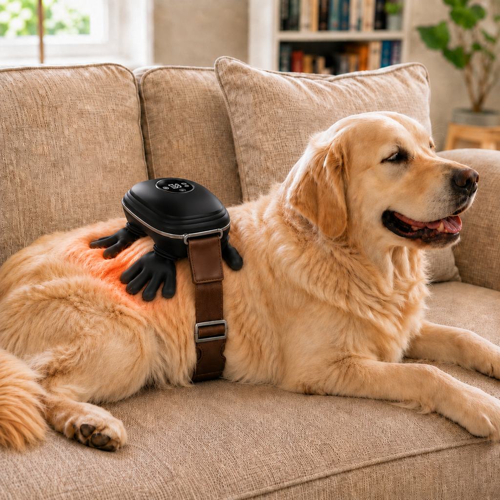 Heated Hands-Free Dog Massager – Cordless Electric Pet Body Kneader with Calming Warmth for Muscle Relaxation