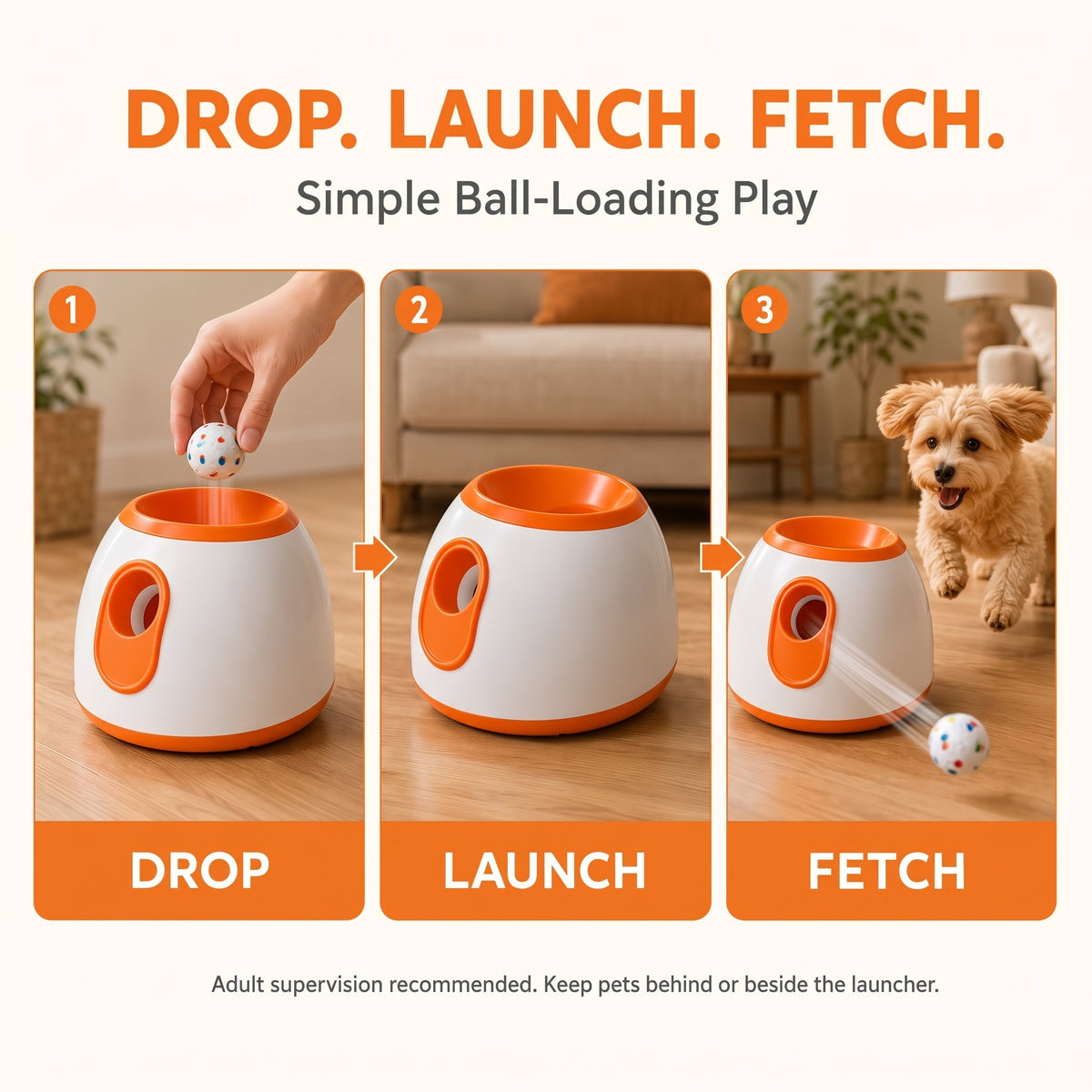 Interactive Automatic Dog Ball Launcher – Electric Fetch Machine with Multi-Distance Launch Settings for Indoor and Outdoor Play