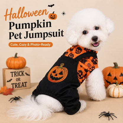 Festive Pumpkin Dog Jumpsuit – Spooky Halloween Costume Apparel for Puppy Parties and Holiday Trick-or-Treating Photos