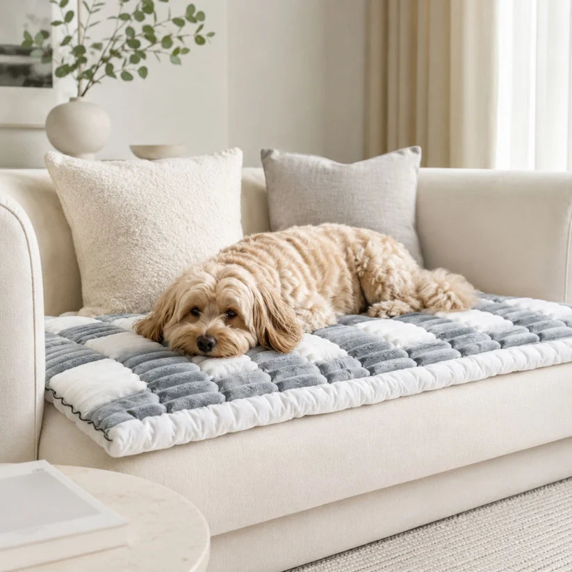 Quilted Floral Dog Couch Cover – Washable Non-Slip Pet Sofa Protector Mat For Scratches