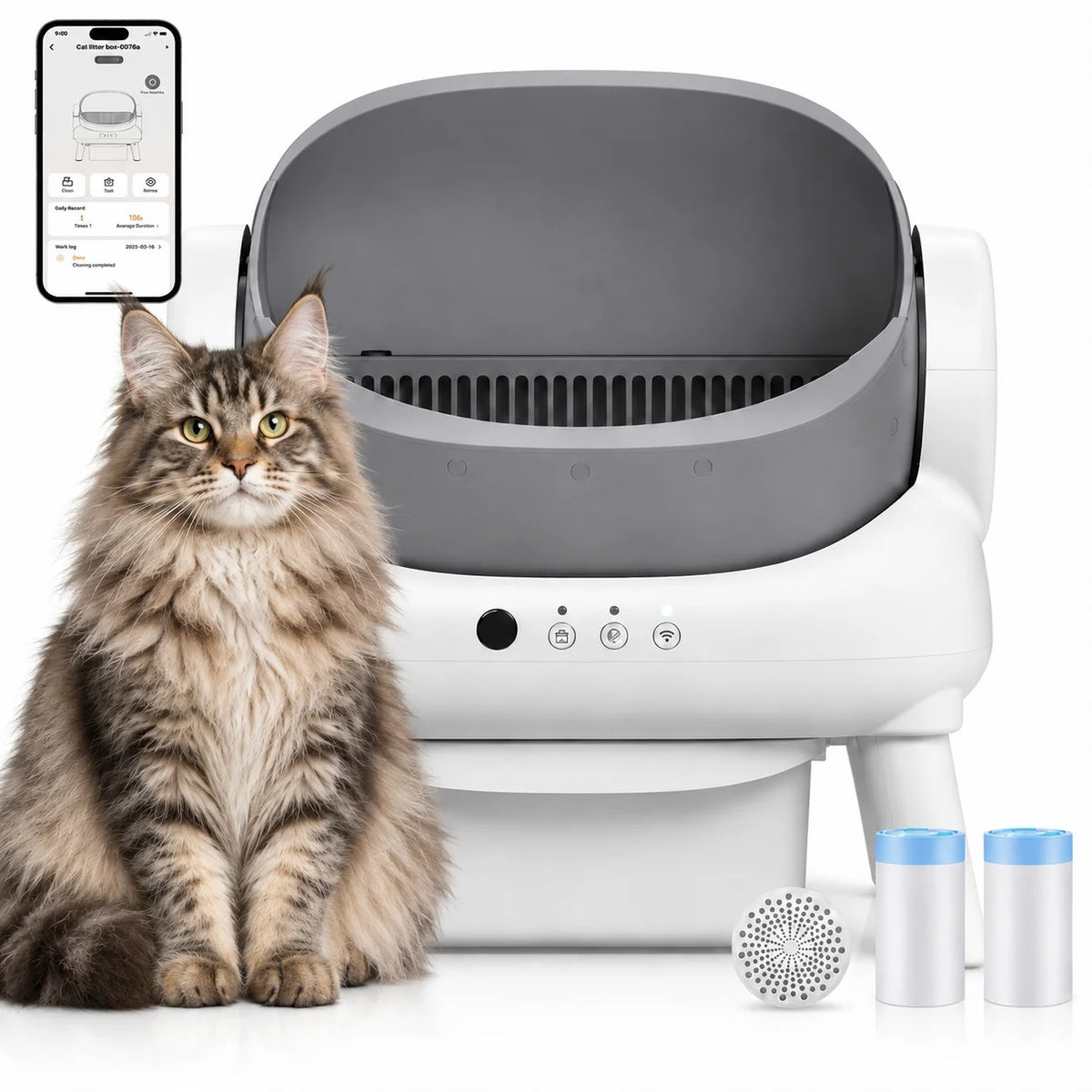 Purvue Smart Self-Cleaning Cat Litter Box – Automatic Open-Air Pet Waste Sifting System with Odor Control