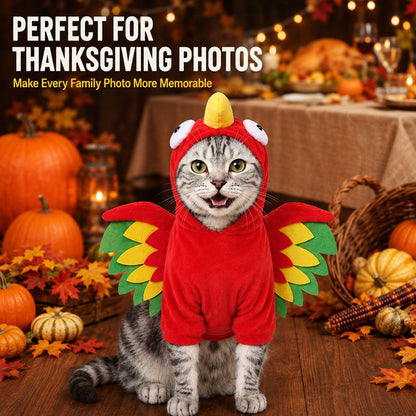 Festive Hooded Pet Costume – Colorful Winged Bird Outfit for Dogs and Cats Holiday Photos