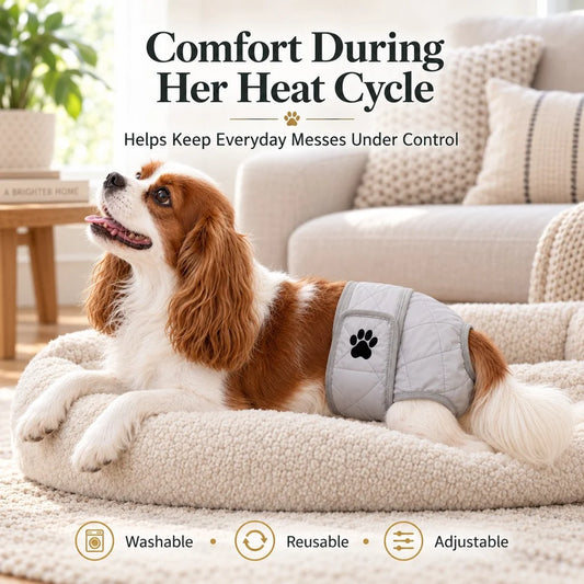 Quilted Leakproof Female Dog Diaper – Reusable Heat Cycle and Incontinence Wrap
