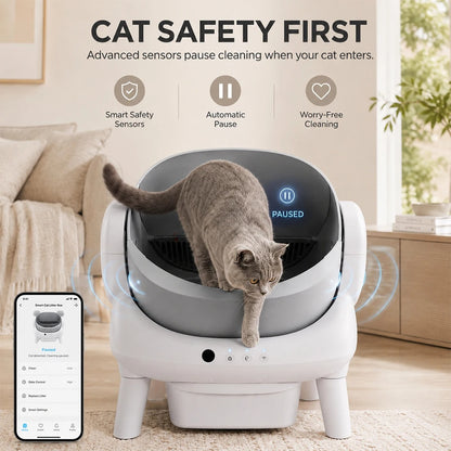 Purvue Smart Self-Cleaning Cat Litter Box – Automatic Open-Air Pet Waste Sifting System with Odor Control