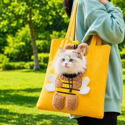 Peekaboo Pet Carrier Tote – Hands-Free Cat Shoulder Bag with Head-Out Hole for Small Dogs and Travel