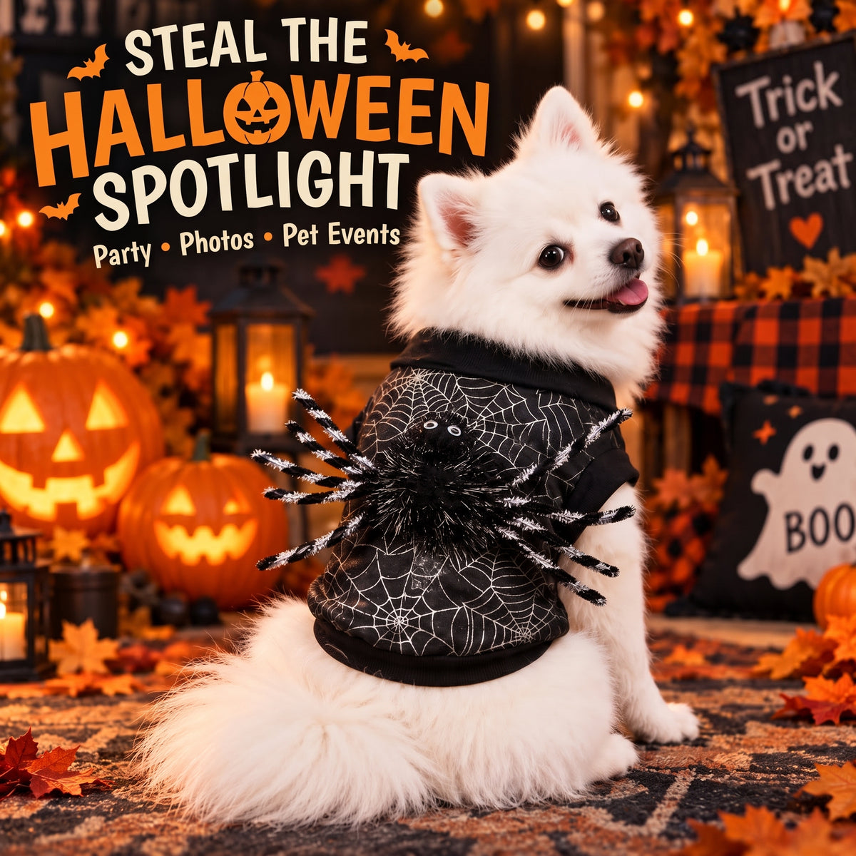 Spiderweb 3D-Spider Dog Costume – Cute Spooky Halloween Puppy Outfit for Holiday Parties and Photo Shoots