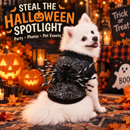 Spiderweb 3D-Spider Dog Costume – Cute Spooky Halloween Puppy Outfit for Holiday Parties and Photo Shoots