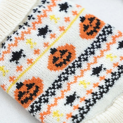 Cozy Pumpkin Dog Sweater – Halloween Pet Apparel with Turtleneck Collar for Cold-Weather Holiday Walks