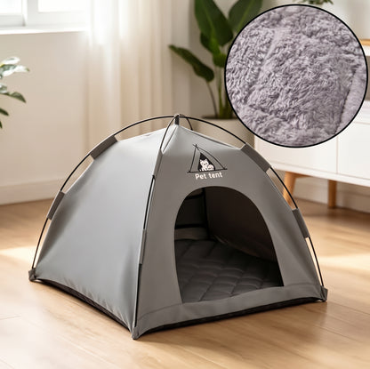 Portable Foldable Pet Tent Bed – Breathable Travel House for Cats and Small Dogs with Removable Cushion