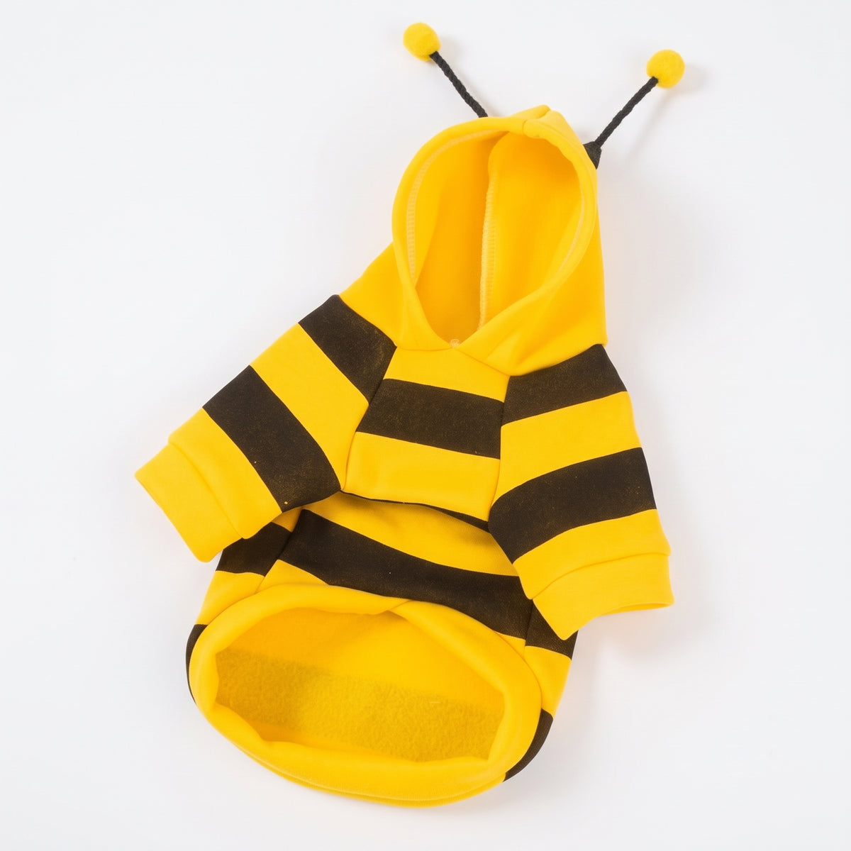 Bumblebee Hooded Pet Costume – Striped Antenna Apparel for Dogs and Cats