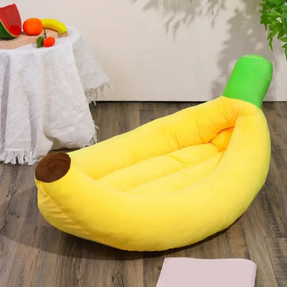 Novelty Banana Dog Bed – Peel-Design Pet Bolster Cushion for Lounging Cats and Dogs