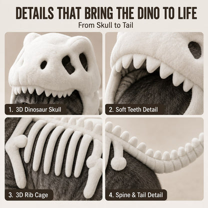 Dinosaur Skeleton Pet Costume – Halloween 3D Skull Hood Cat Cosplay Outfit