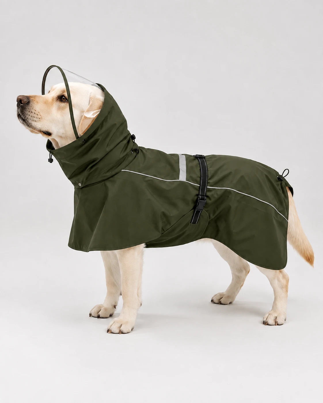 Waterproof Reflective Dog Raincoat – Clear Visor Hooded Pet Rain Jacket with Adjustable Belly Strap for Rainy Day Outdoor Walking