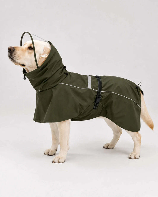 Waterproof Reflective Dog Raincoat – Clear Visor Hooded Pet Rain Jacket with Adjustable Belly Strap for Rainy Day Outdoor Walking Zapawzy