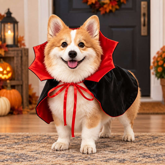 Vampire Collar Pet Cape – Halloween Dog and Cat Costume with Tie Closure Zapawzy