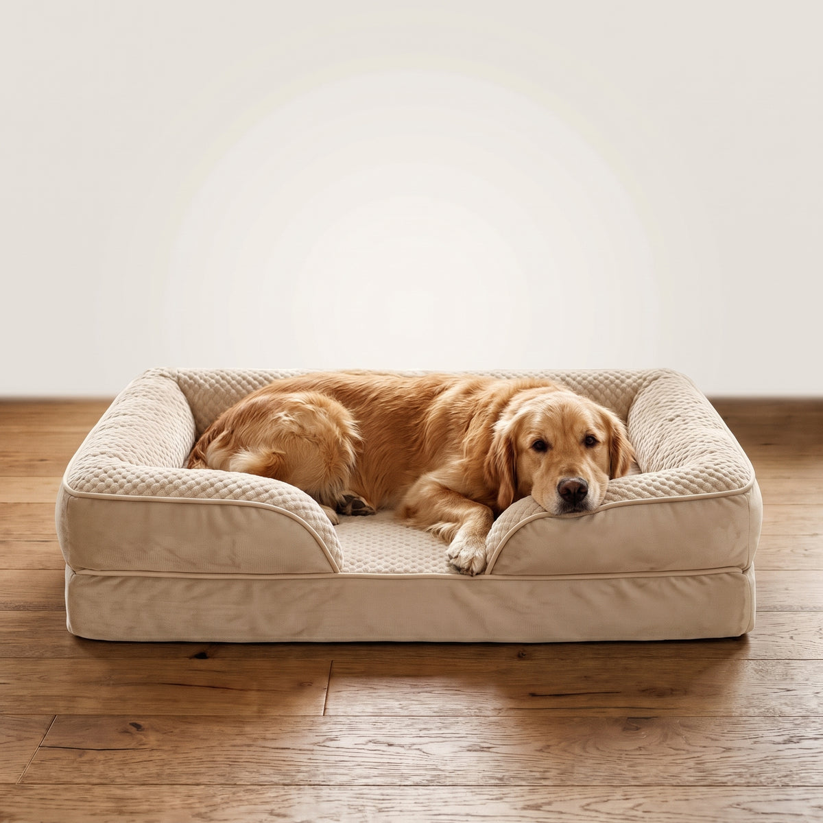Orthopedic Bolster Pet Sofa Bed – Waterproof Non-Slip Dog Couch with Supportive Headrest Cushion