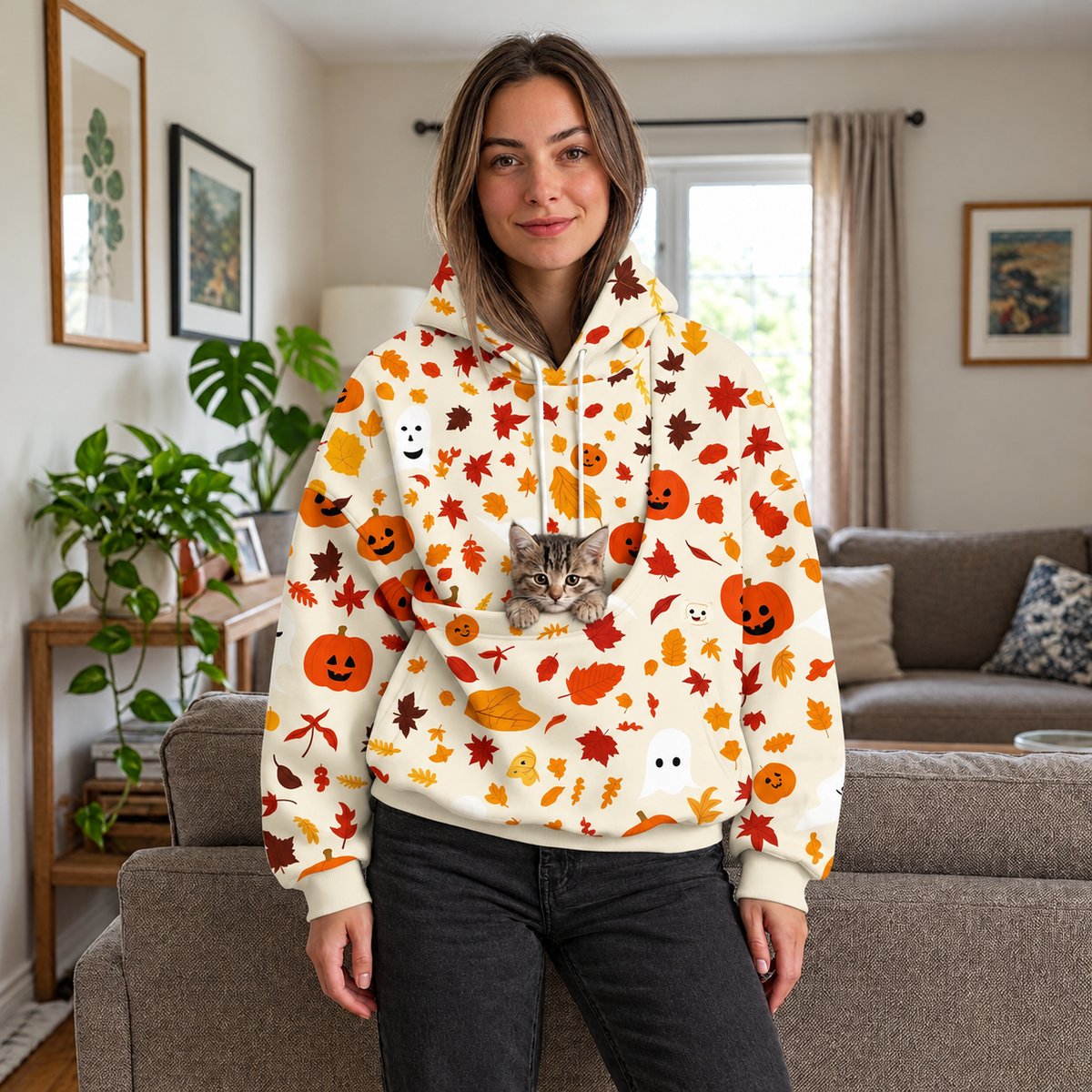 Unisex Pet Carrier Pouch Hoodie – Hands-Free Small Dog Cat Snuggle Sweatshirt