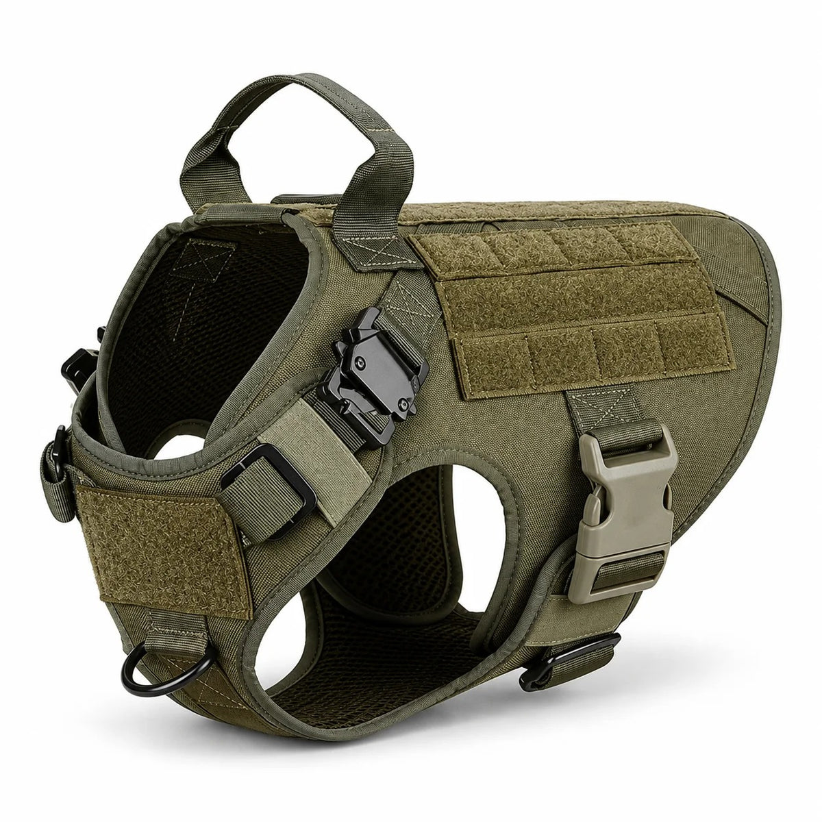 Tactical Control Dog Harness – Heavy-Duty Service Vest with Breathable Padded Handle and MOLLE Loop Panels