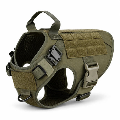 Tactical Control Dog Harness – Heavy-Duty Service Vest with Breathable Padded Handle and MOLLE Loop Panels