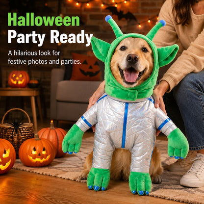 Funny Alien Pet Costume – Standing Space Outfit for Halloween Dog Parties and Photos