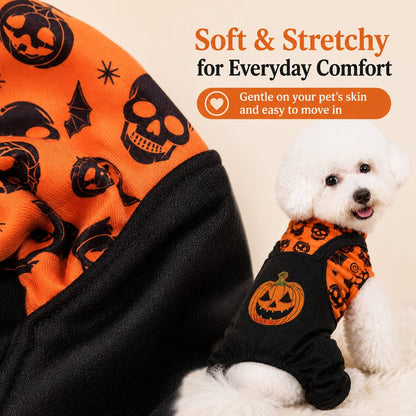 Festive Pumpkin Dog Jumpsuit – Spooky Halloween Costume Apparel for Puppy Parties and Holiday Trick-or-Treating Photos