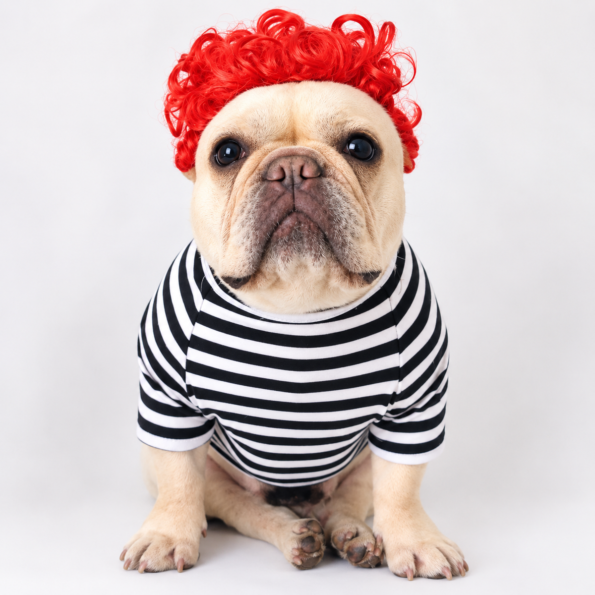 Halloween Funny Pet Wig – Cute Red Ribbon Pigtail Costume Headwear for Dog Cosplay Photos