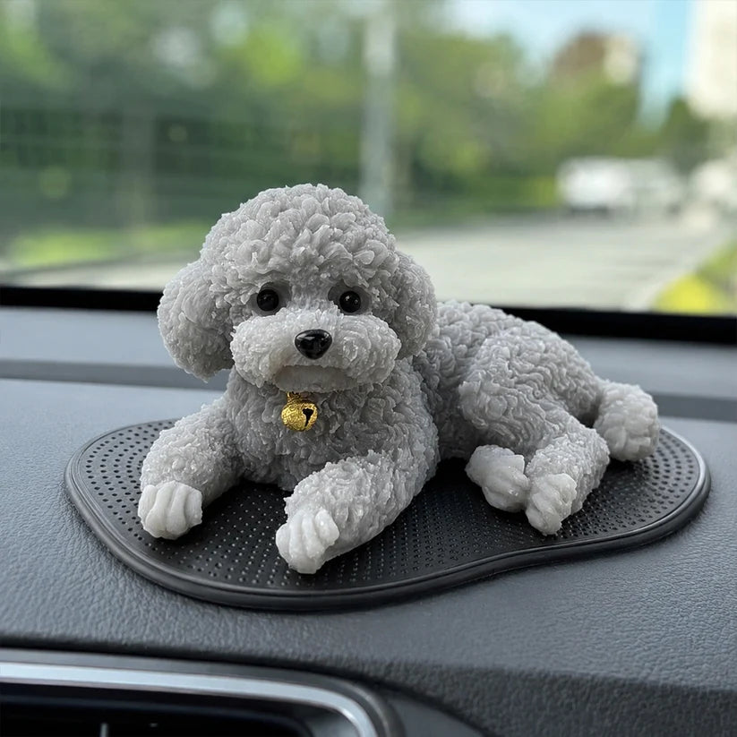 Cute Resting Puppy Car Ornament – Decorative Auto Dashboard Companion Figurine for Dog Lovers