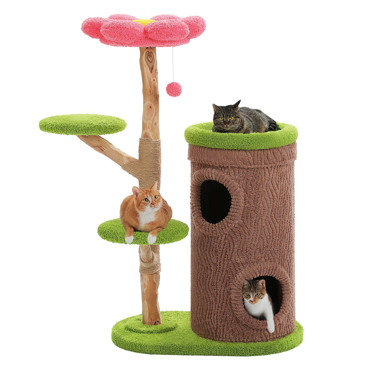 Flower Perch Cat Tree – Multi-Level Indoor Tower with Condo Cave and Scratching Post