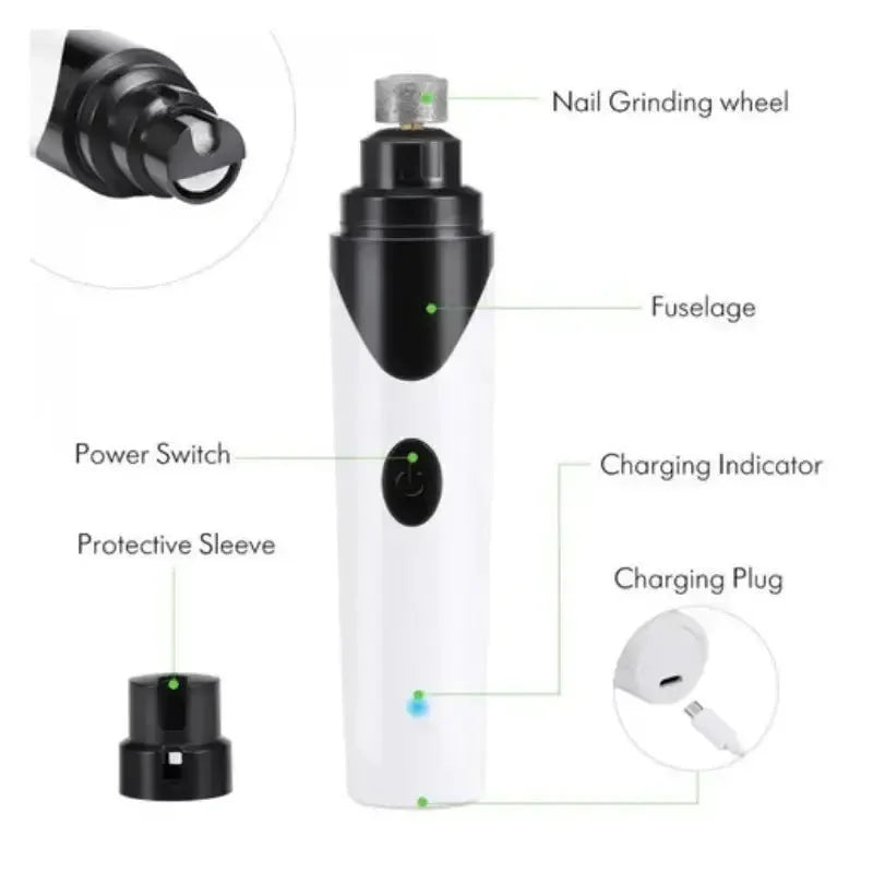 Quiet Electric Pet Nail Grinder – Rechargeable Pain-Free LED Dog Claw Grooming Trimmer