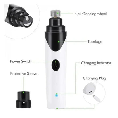 Quiet Electric Pet Nail Grinder – Rechargeable Pain-Free LED Dog Claw Grooming Trimmer
