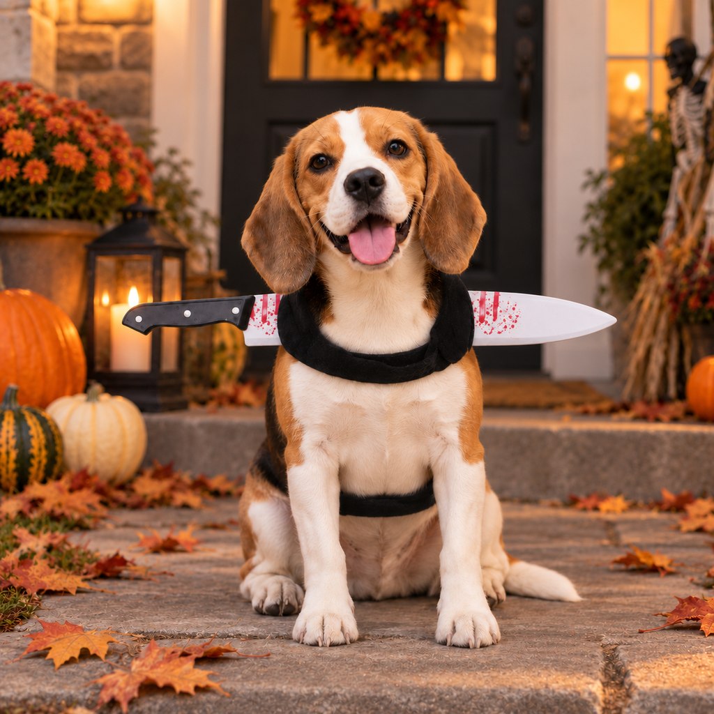 Spooky Prop Dog Costume Harness – Funny Horror Illusion Outfit for Halloween Party Trick-or-Treat Dress-Up