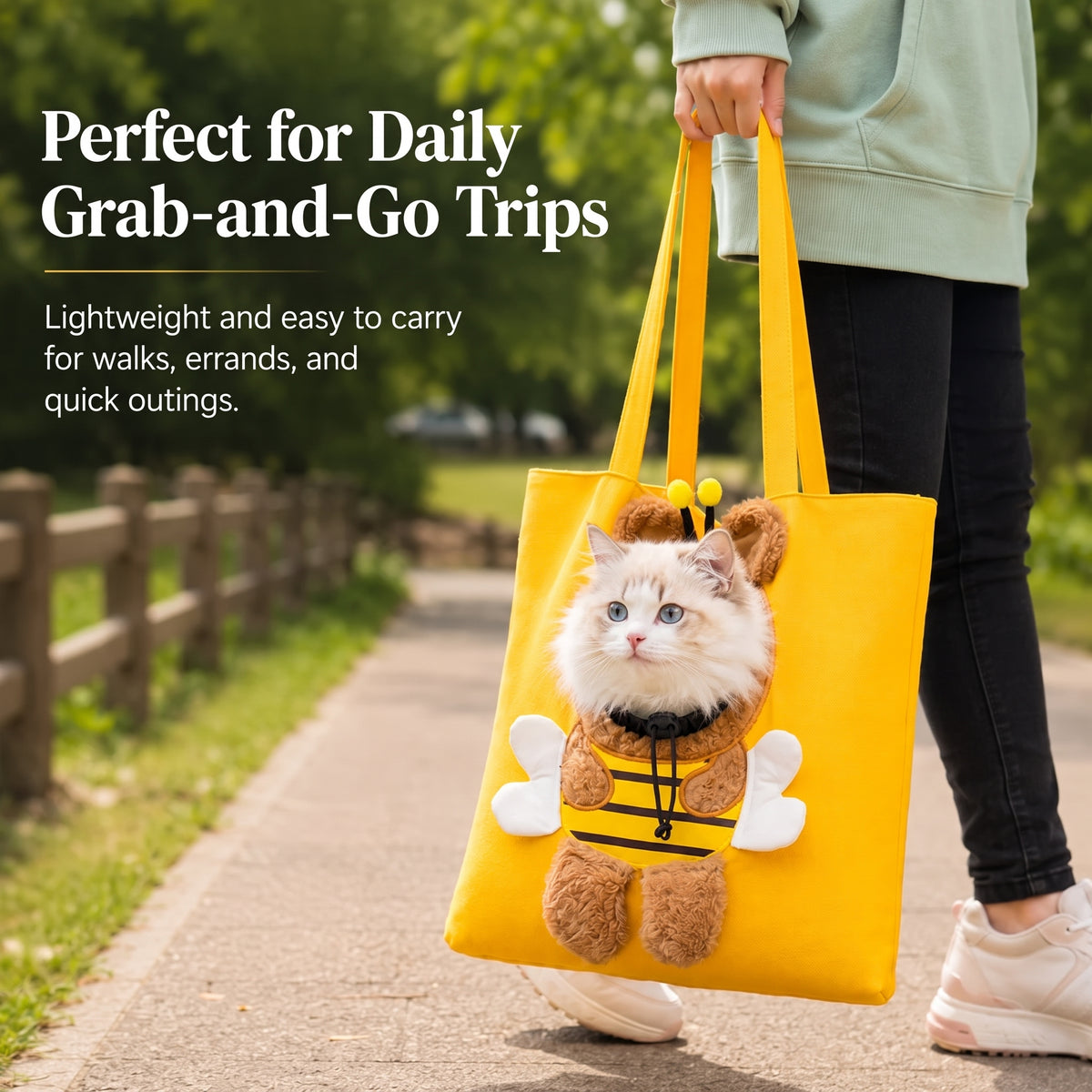 Peekaboo Pet Carrier Tote – Hands-Free Cat Shoulder Bag with Head-Out Hole for Small Dogs and Travel