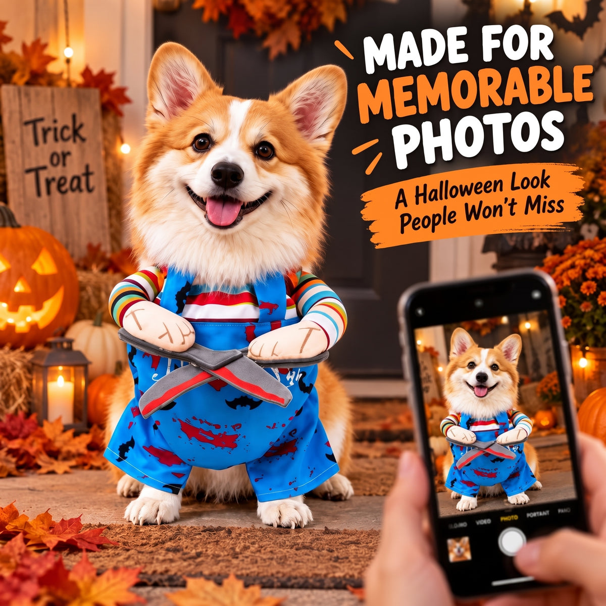 Scissor Hands Dog Costume – Funny Halloween Pet Outfit for Spooky Trick-or-Treat Dress-Up