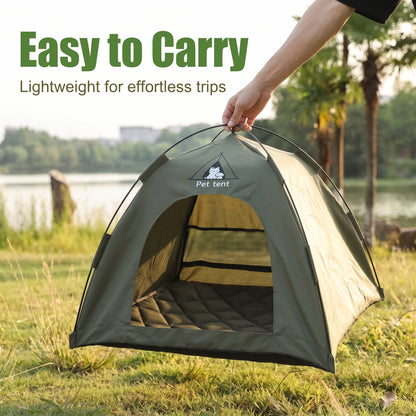 Portable Foldable Pet Tent Bed – Breathable Travel House for Cats and Small Dogs with Removable Cushion