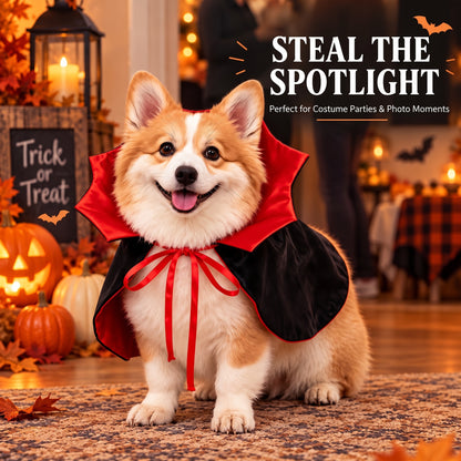 Vampire Collar Pet Cape – Halloween Dog and Cat Costume with Tie Closure